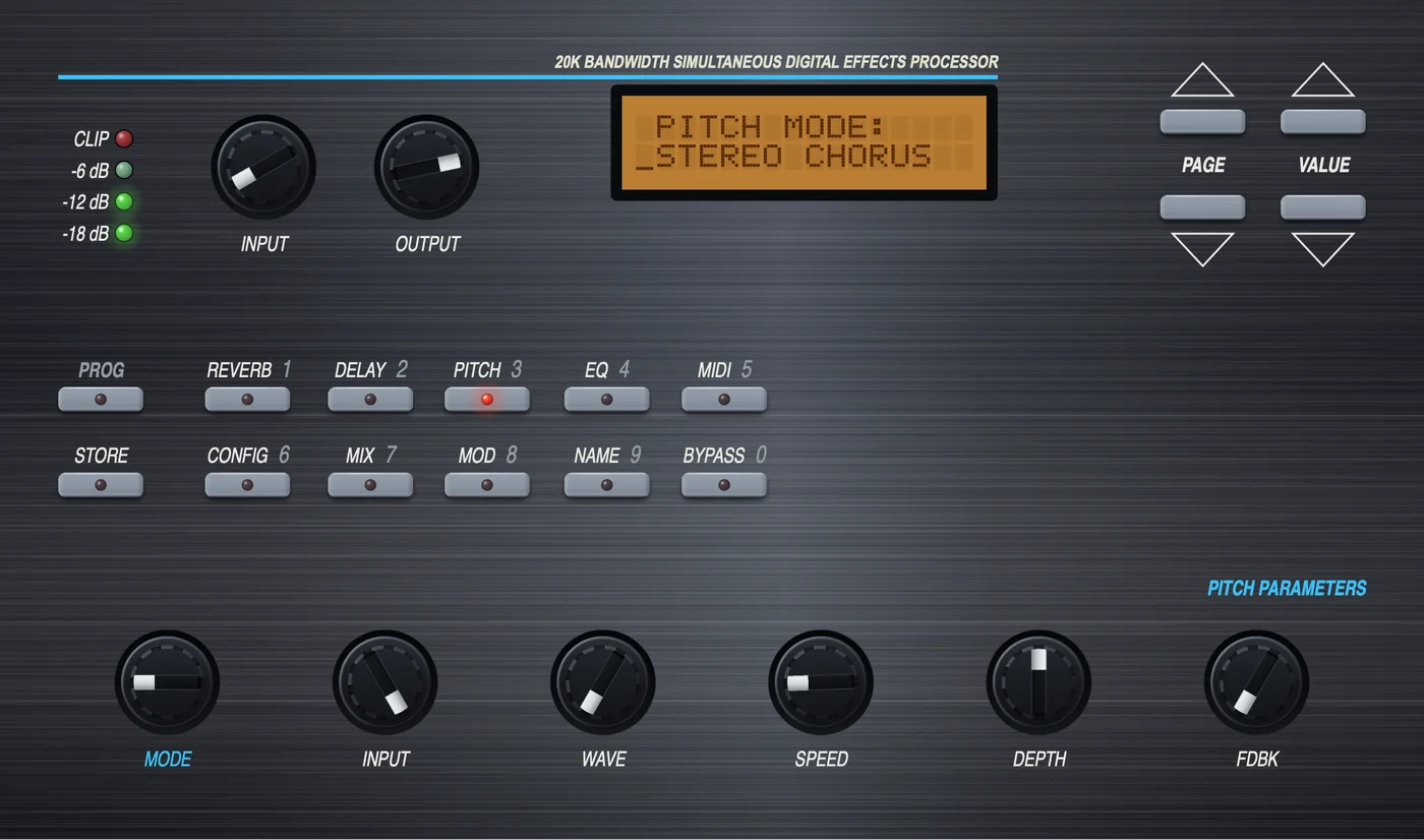 CPU Quad plugin - PITCH page, hybrid rack and parameter view