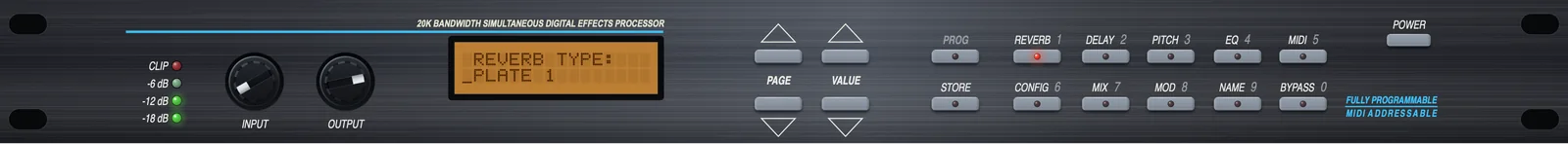 CPU Quad reverb plugin - REVERB page, classic Alesis QuadraVerb reverb algorithm