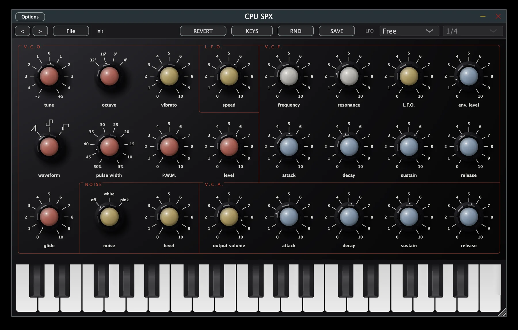 CPU SPX — monophonic synthesiser plugin panel